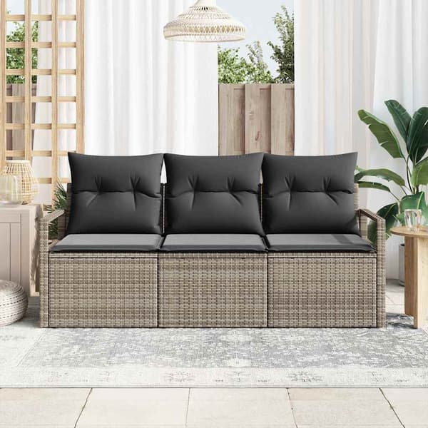 vidaXL Sofa Sæt 3 pcs Grå polyrattan