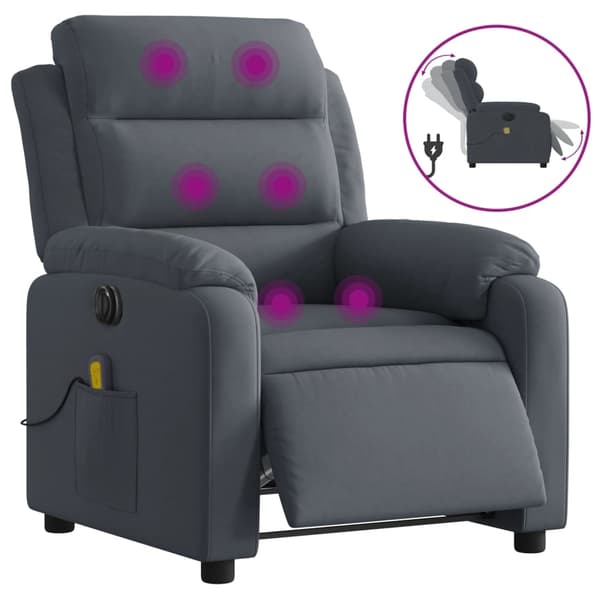 vidaXL massagestol velour mørkegrå