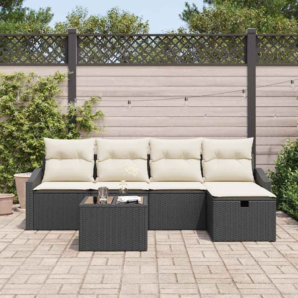 vidaXL Sofa Sæt med pude 5 pcs polyrattan