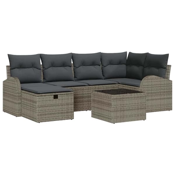vidaXL Sofa Sæt med pude med opbevaring Grå polyrattan