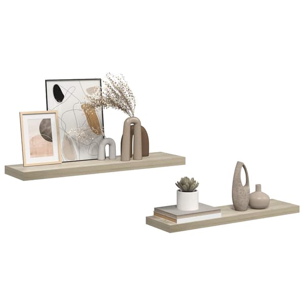 vidaXL væghylder 2 stk. 90x23,5x3,8 cm MDF egetræsfarve