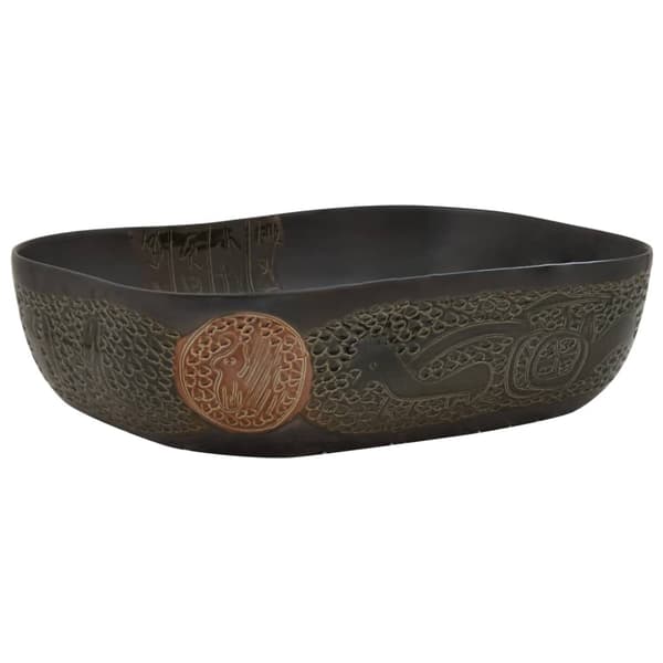 vidaXL håndvask til bord 48x37,5x13,5 cm rektangulær keramik sort