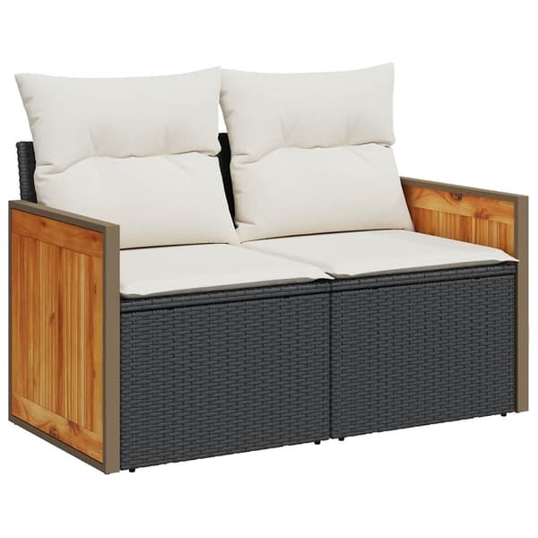 vidaXL sofasæt til haven 7 dele med hynder polyrattan akacietræ sort