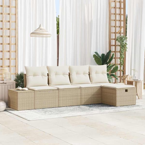 vidaXL Sofa Sæt med pude 5 pcs polyrattan