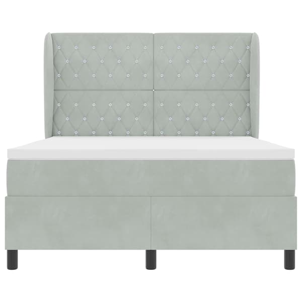 vidaXL Box spring seng med madras Lysegrå 190 x 140 cm Polyester