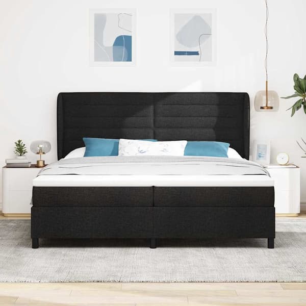 vidaXL Box spring seng med madras Sort 200 x 200 cm Stof