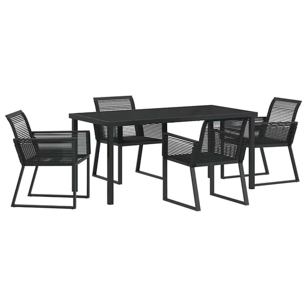 vidaXL Have Spisebordssæt 5 pcs Sort Poly rattan