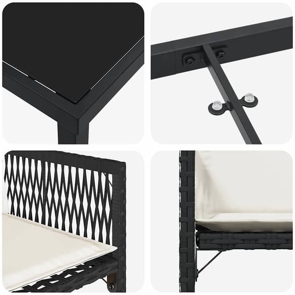 vidaXL Have Spisebordssæt 5 pcs Sort polyrattan
