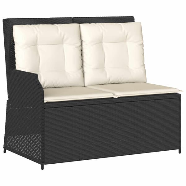 vidaXL Havebænk Sort polyrattan