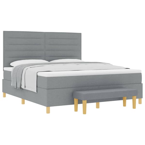 vidaXL Box spring seng med madras Lysegrå 180 x 200 cm Stof