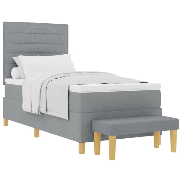 vidaXL Box spring seng med madras Lysegrå 90 x 200 cm Stof