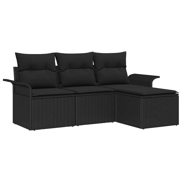 vidaXL Sofa Sæt med pude 4 pcs Sort polyrattan