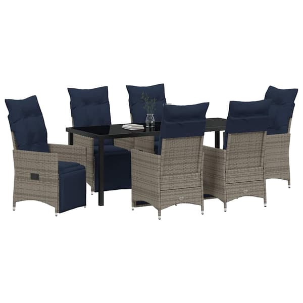 vidaXL Have Spisebordssæt 7 pcs Grå polyrattan