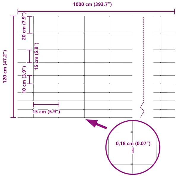 vidaXL Markhegn Grå 1.2 x 10 m Stål
