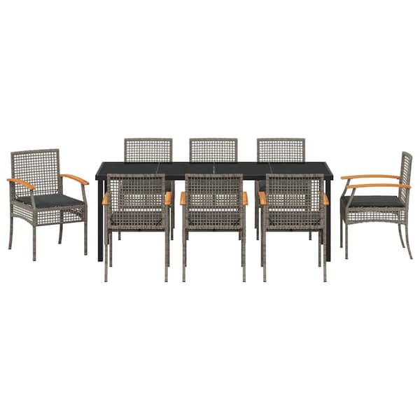vidaXL Have Spisebordssæt 9 pcs Grå polyrattan