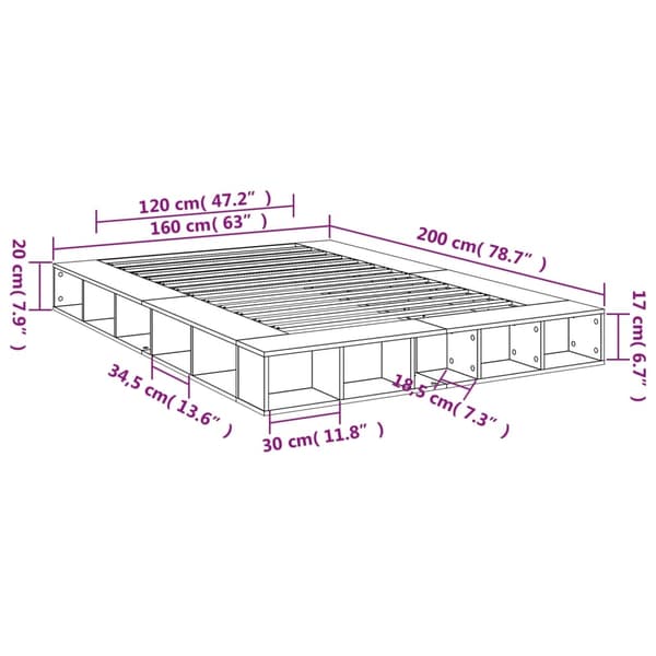 vidaXL sengestel 160x200 cm massivt træ sort