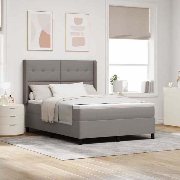 vidaXL Box spring seng med madras Gråbrun 190 x 140 cm Stof