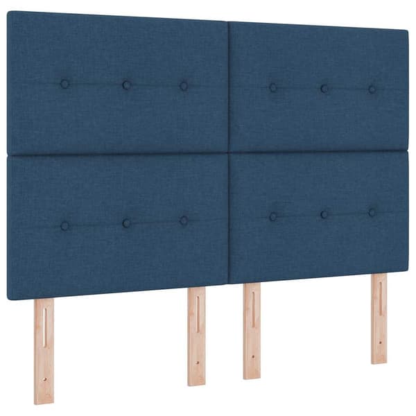 vidaXL Box spring seng med madras med hovedgærde Blå 140 x 200 cm Stof