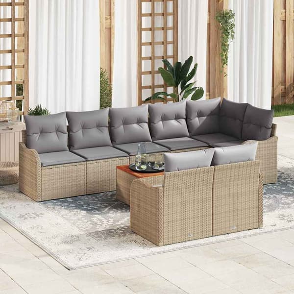 vidaXL Havesofa Sæt 9 pcs Beige, lys grå