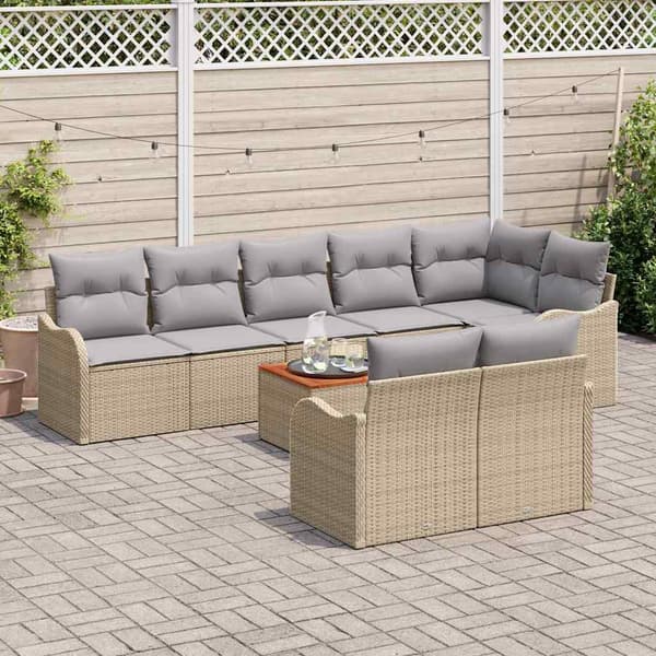 vidaXL Havesofa Sæt 9 pcs Beige, lys grå