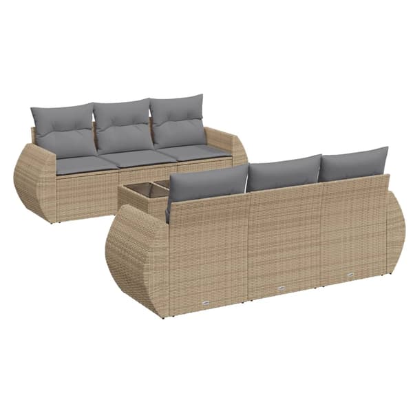 vidaXL sofasæt til haven 7 dele med hynder polyrattan beige