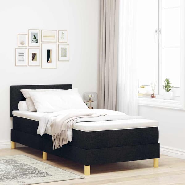 vidaXL Box spring seng med madras Sort 100 x 200 cm Stof