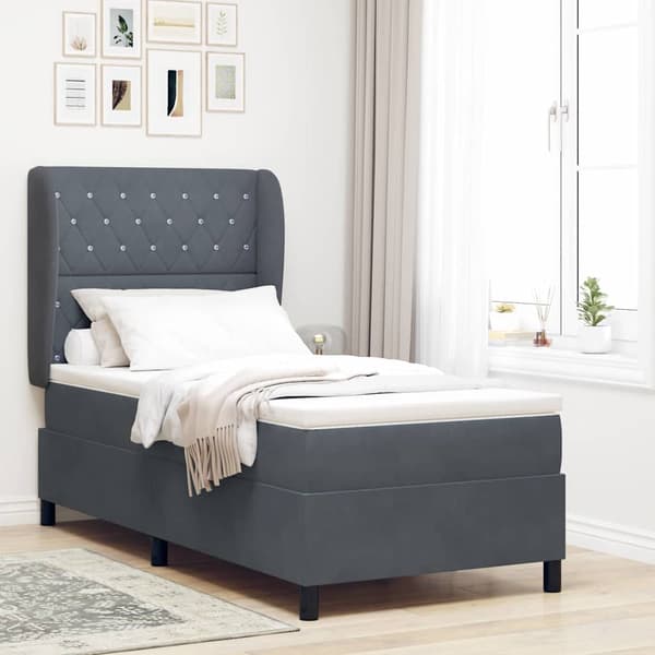 vidaXL Box spring seng med madras Mørkegrå 190 x 90 cm Polyester