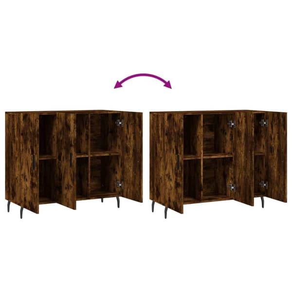 vidaXL skab 90x34x80 cm konstrueret træ røget egetræsfarve