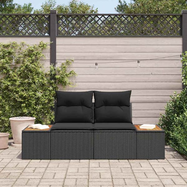 vidaXL Havemøbelsofa Sort 184 x 62 x 85cm polyrattan