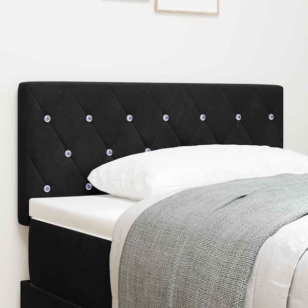 vidaXL LED sengegavl med LED -strimmellys Sort 100 cm Polyester