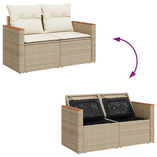 vidaXL sofasæt til haven 8 dele med hynder polyrattan akacietræ beige
