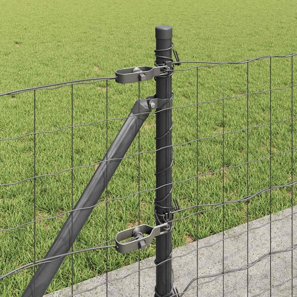 vidaXL Hegn med post Grå 0,6 x 25 m Stål og PVC