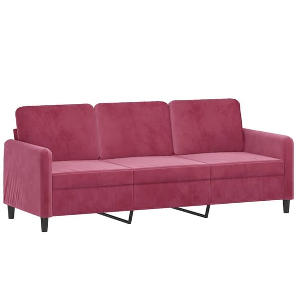 vidaXL sofasæt 3 dele med puder velour vinrød