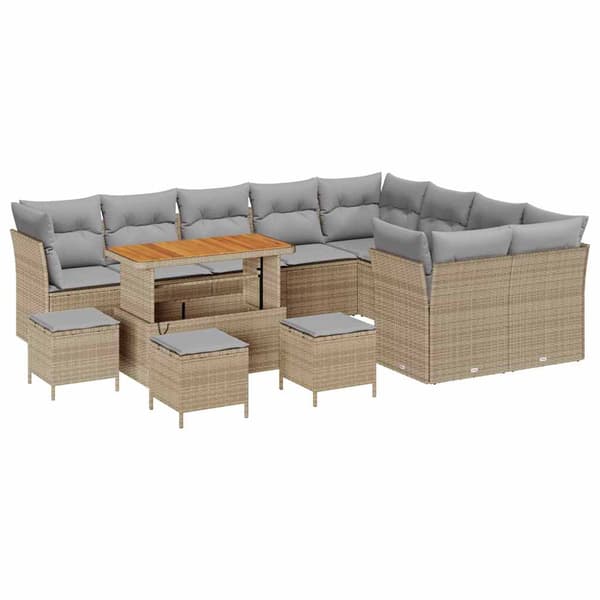 vidaXL Havesofa Sæt 13 pcs Beige polyrattan
