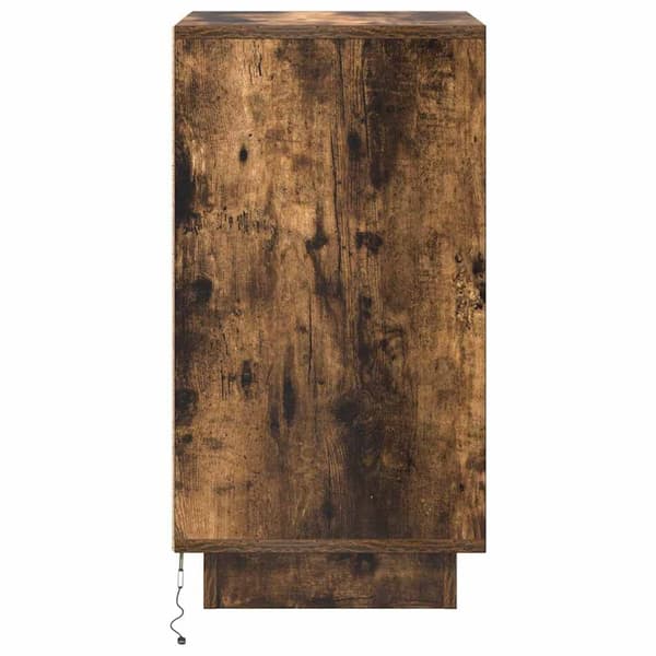 vidaXL sengeborde med LED-lys 38x34x65 cm røget egetræsfarve