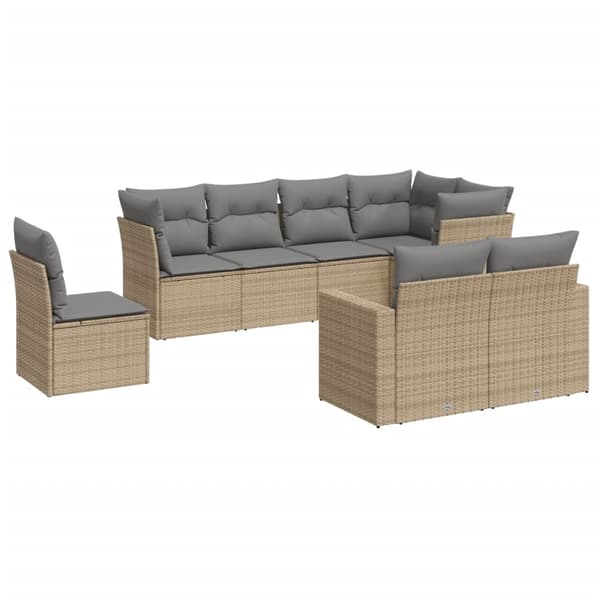 vidaXL sofasæt til haven 8 dele med hynder polyrattan beige