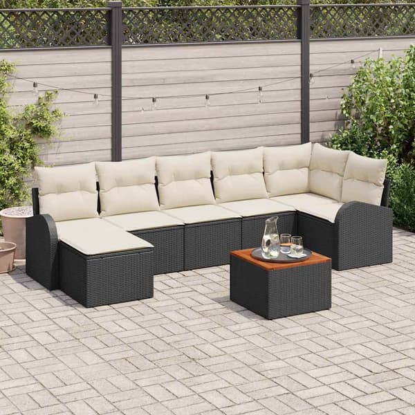 vidaXL Havesofa Sæt 8 pcs Sort, hvid
