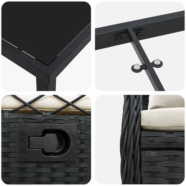 vidaXL Have Spisebordssæt 5 pcs Sort polyrattan