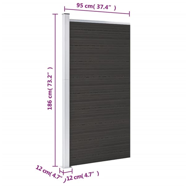 vidaXL hegnspanel 95x186 cm WPC sort