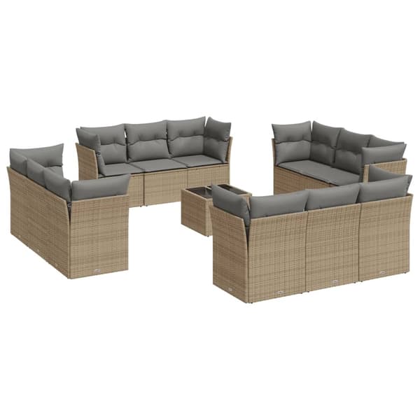 vidaXL sofasæt til haven 13 dele med hynder polyrattan beige