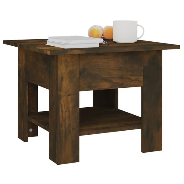 vidaXL sofabord 55x55x42 cm spånplade røget egetræsfarve