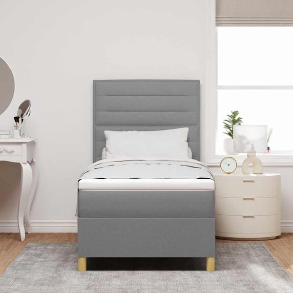 vidaXL Box spring seng med madras Lysegrå 90 x 190 cm Stof