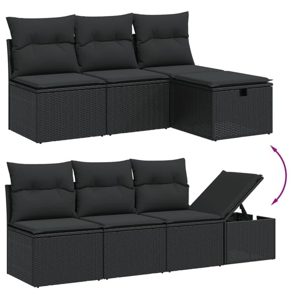 vidaXL sofasæt til haven 8 dele med hynder polyrattan sort