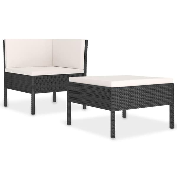 vidaXL loungesæt til haven 2 dele med hynder polyrattan sort