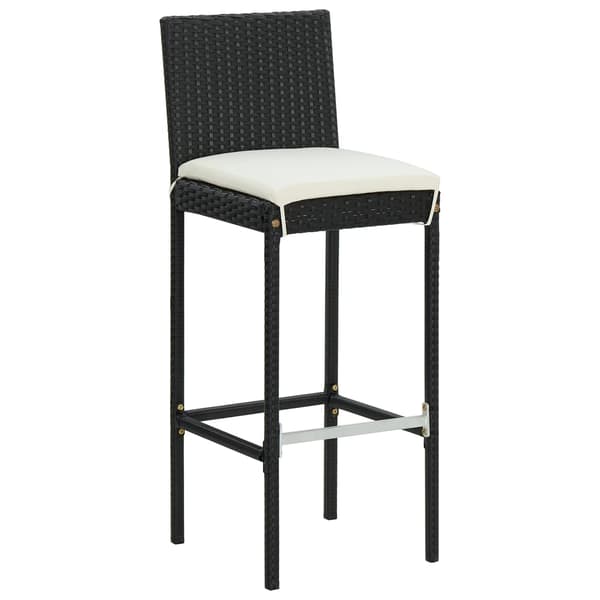 vidaXL barsæt til haven 3 dele med hynder polyrattan sort