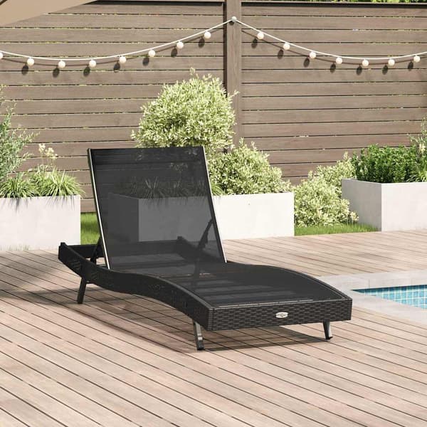 vidaXL Solstol Sort 197 x 70 x 82 cm polyrattan