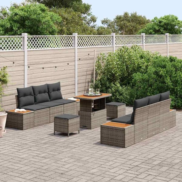 vidaXL Havesofa Sæt 9 pcs Grå polyrattan