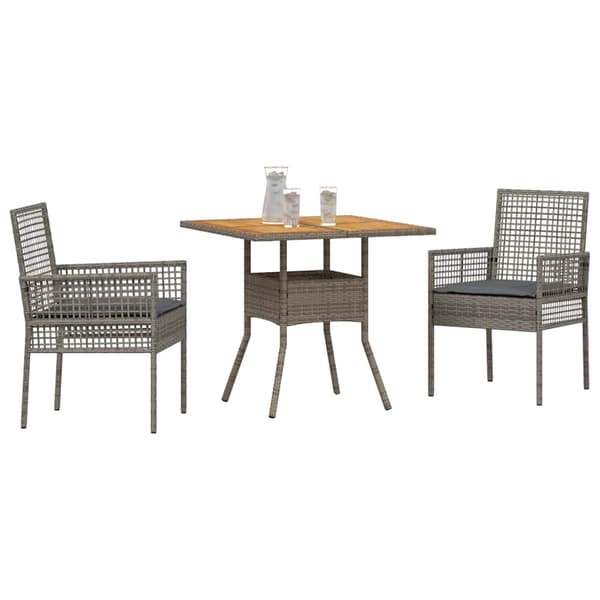 vidaXL Have Spisebordssæt 3 pcs Grå polyrattan