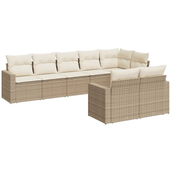 vidaXL sofasæt til haven 8 dele med hynder polyrattan beige