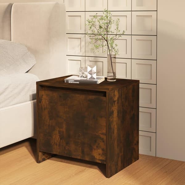 vidaXL sengebord 45x34x44,5 cm spånplade røget egetræsfarve